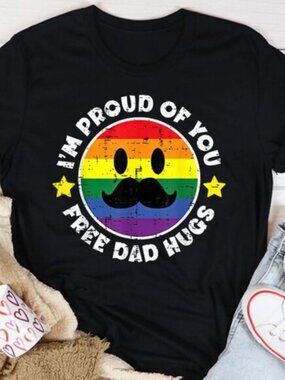 LGBT Shirt, Proud Of You Free Dad Hugs Funny Shirt